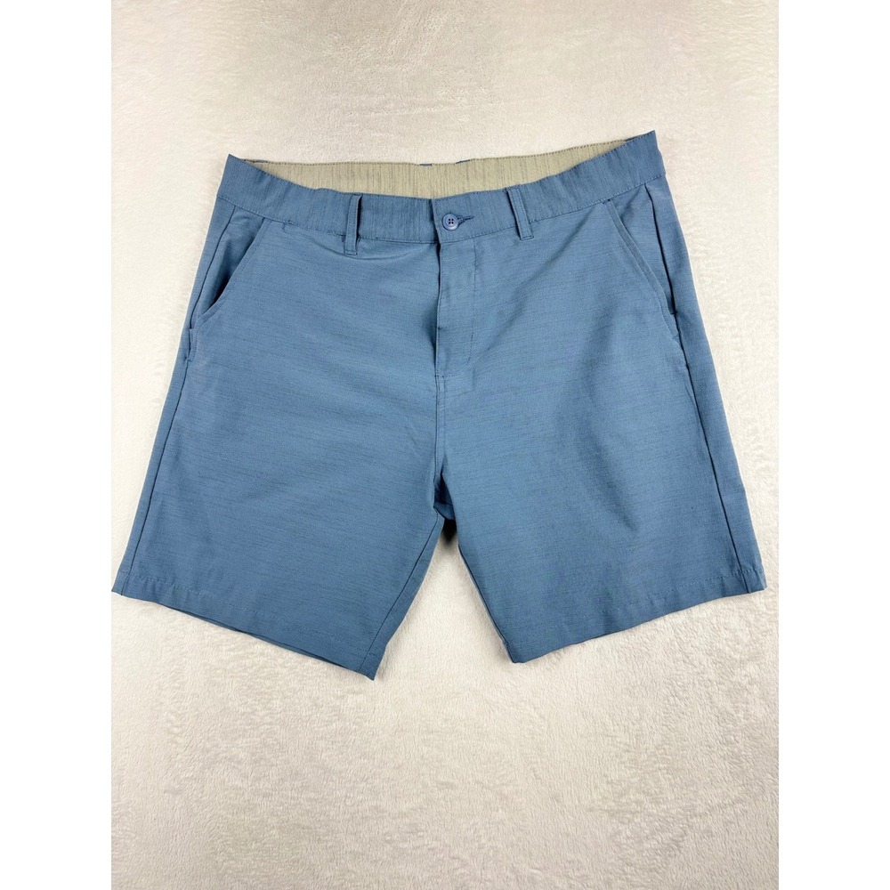 Burnside Mens Hybrid Shorts Blue Textured Flat Front Size 36 Inseam 10